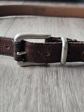 Structure Genuine Leather Belt Brown Pebbled Size 36 Made in USA Silver Buckle